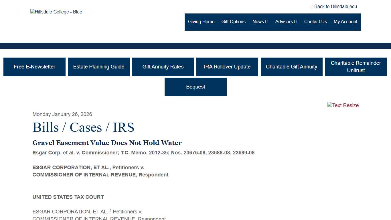 Tax News - Bills / Cases / IRS